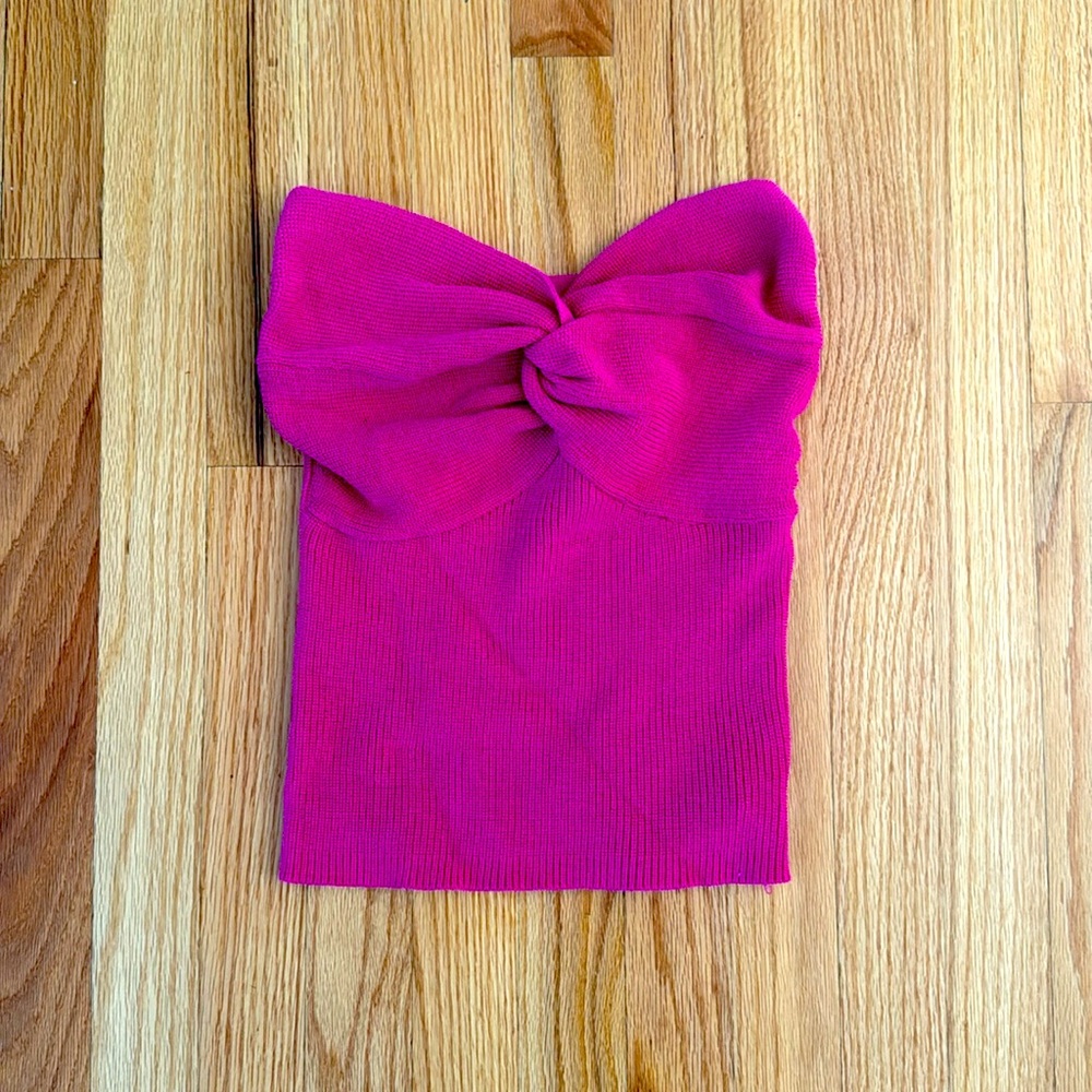 Pink Knit Strapless Top